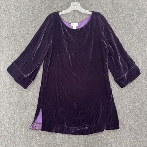 Soft Surroundings Tunic Women's Small Purple Velvet 3/4 Sleeve Scoop Neck Blouse